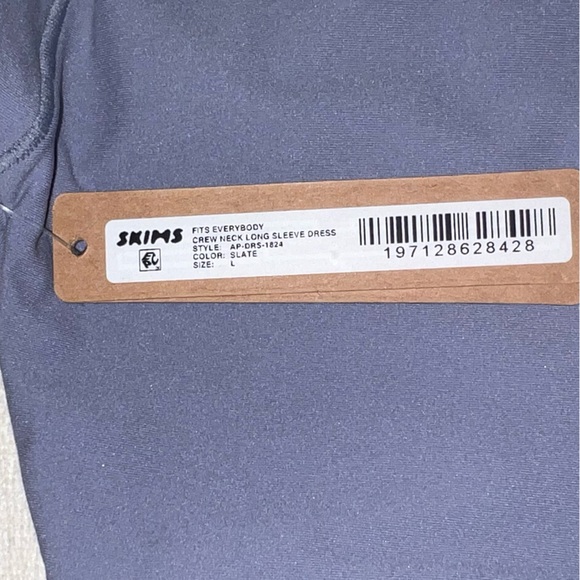 NWT SKIMS Fits Everybody Long Sleeve Dress in Slate - Picture 7 of 7